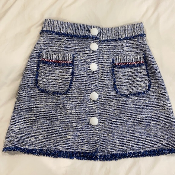 Blue tweed zara skirt - Picture 1 of 2